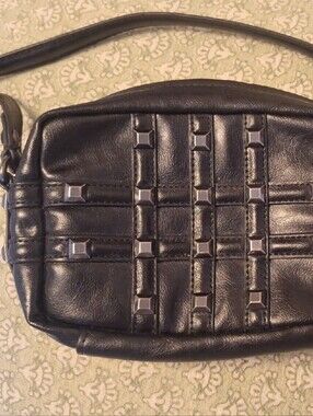Black Studded Leather Crossbody Bag